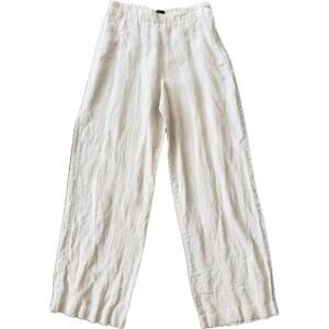 OSKA 100% Linen Pants Cream Beige Wide Leg Side Zip Size 1 US 6 8 Lagenlook